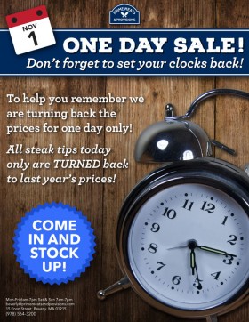 The "Turn back the hands of time Sale."