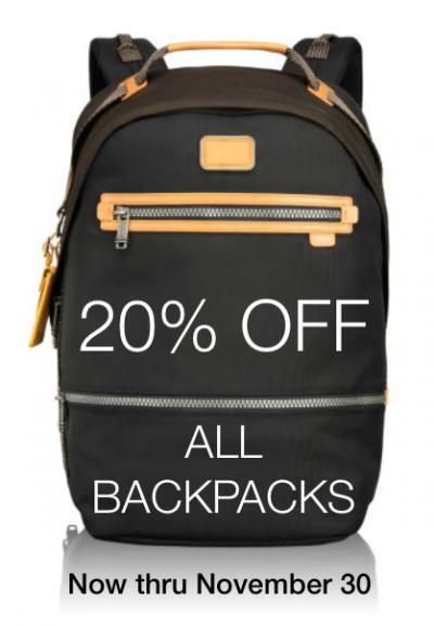 20% Off All Backpacks